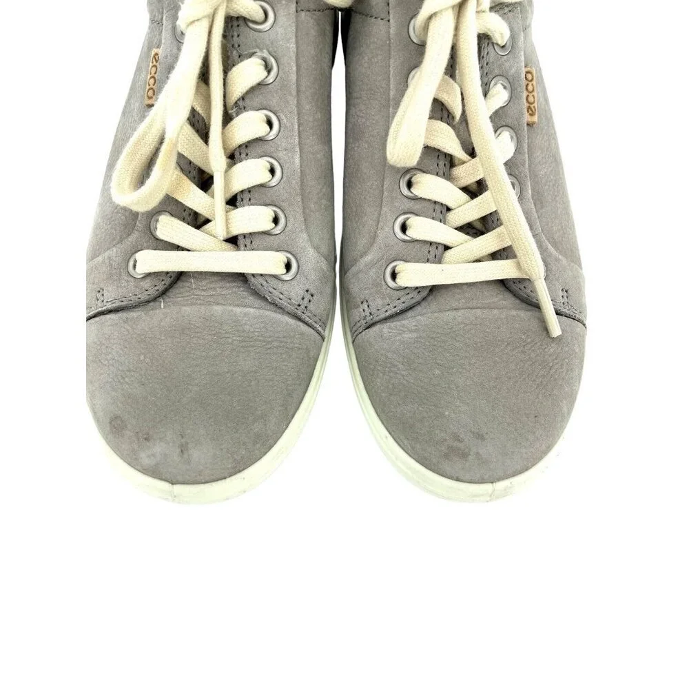 ECCO Soft 7 Grey Soft Suede Leather Lace Up Sneakers SZ 38 EU 8
